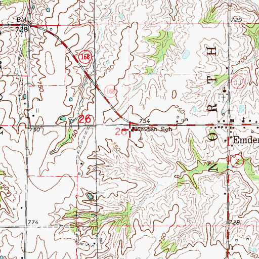 Topographic Map of Emden School, MO