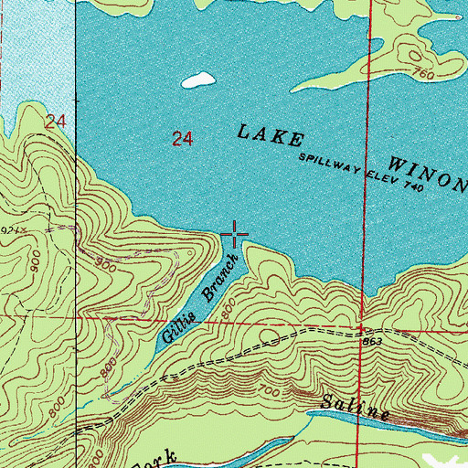 Topographic Map of Gillis Branch, AR