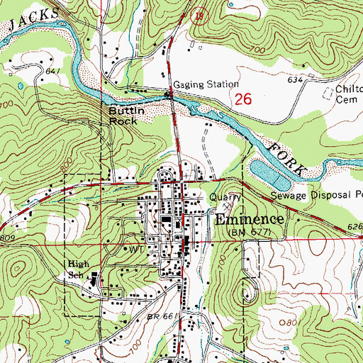 Topographic Map of Eminence, MO