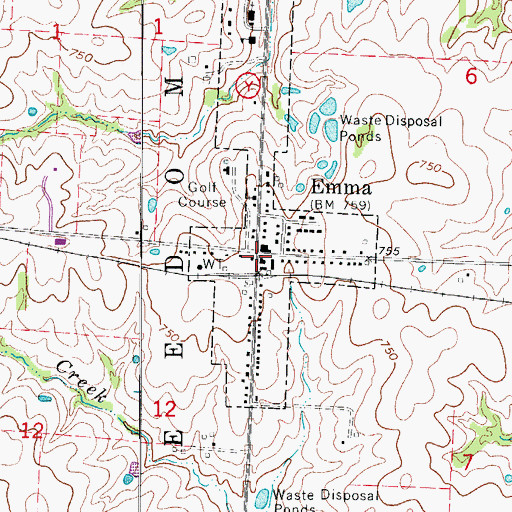 Topographic Map of Emma, MO