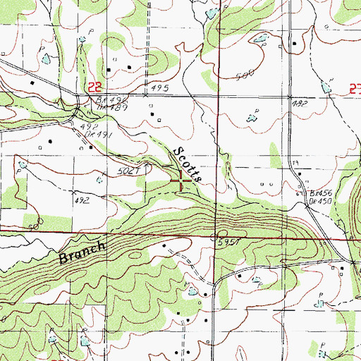 Topographic Map of Gin Branch, AR