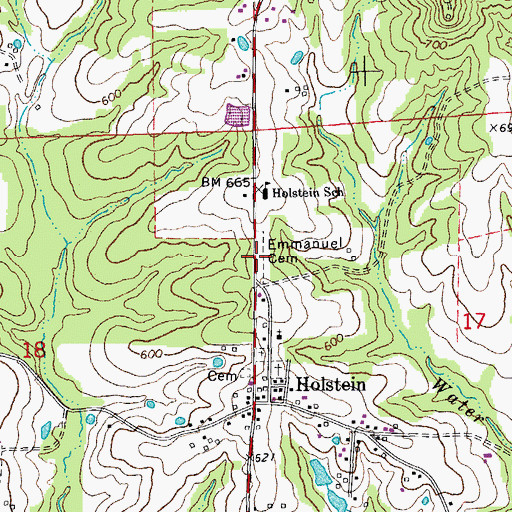 Topographic Map of Immanuels Cemetery, MO