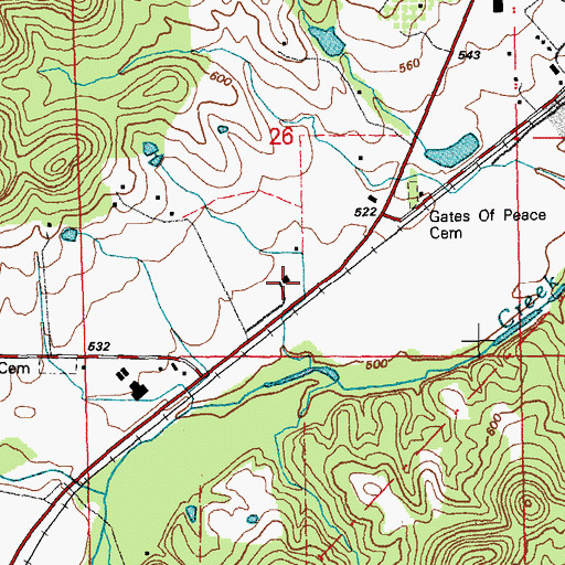 Topographic Map of Emmanuel Church, MO
