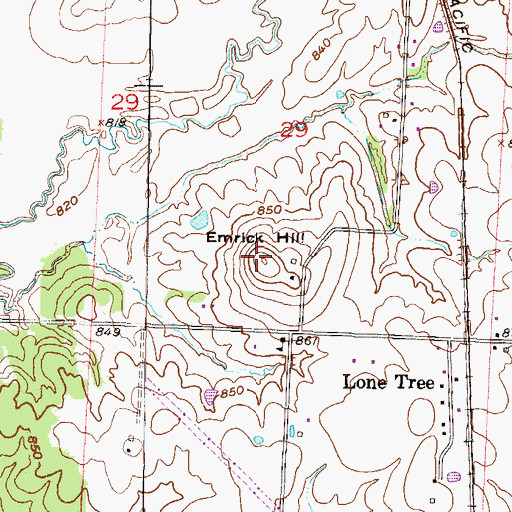 Topographic Map of Emrick Hill, MO