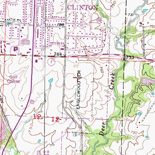 Topographic Map of Englewood Cemetery, MO
