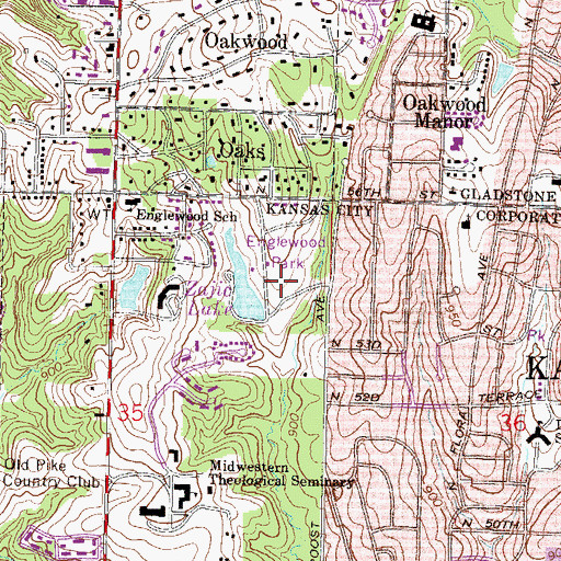 Topographic Map of Englewood Park, MO