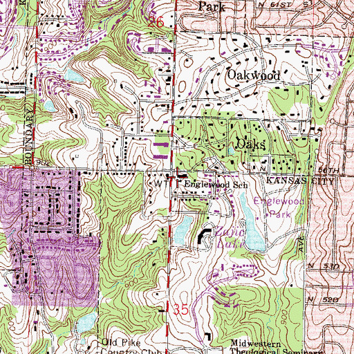 Topographic Map of Englewood School, MO