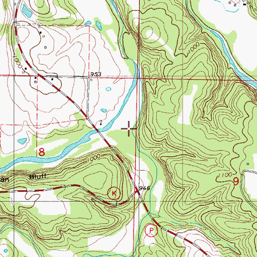 Topographic Map of English Bennett Ford (historical), MO