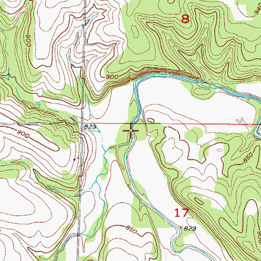 Topographic Map of English Branch, MO