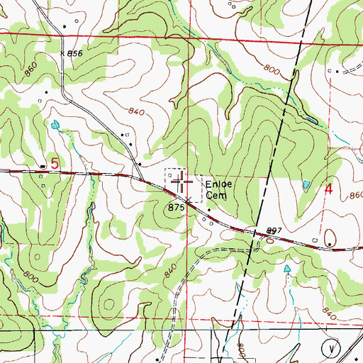 Topographic Map of Enloe Cemetery, MO