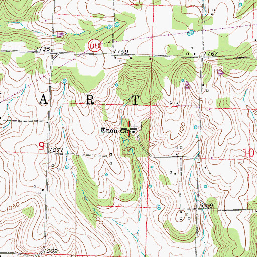 Topographic Map of Enon Church, MO