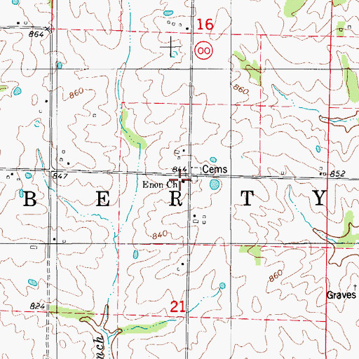 Topographic Map of Enon Church, MO