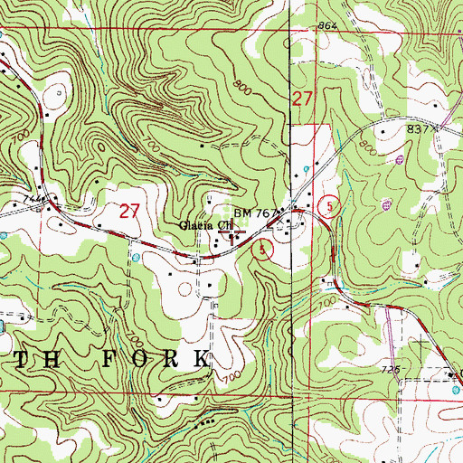 Topographic Map of Glacia Church, AR