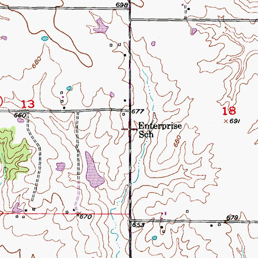 Topographic Map of Enterprise School, MO