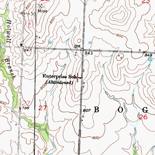 Topographic Map of Enterprise School (historical), MO