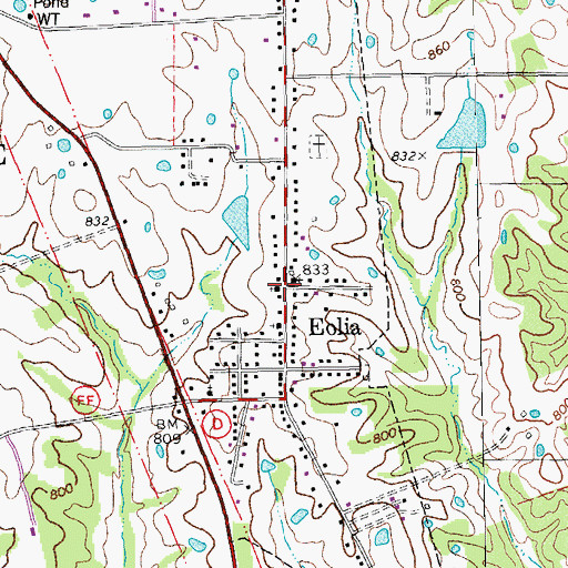 Topographic Map of Eolia, MO