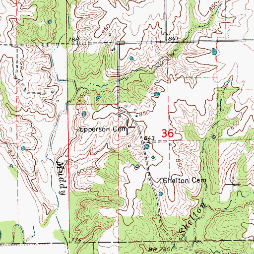Topographic Map of Epperson Cemetery, MO