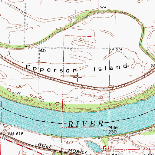 Topographic Map of Epperson Island, MO