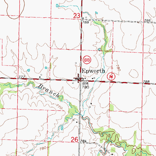 Topographic Map of Epworth, MO