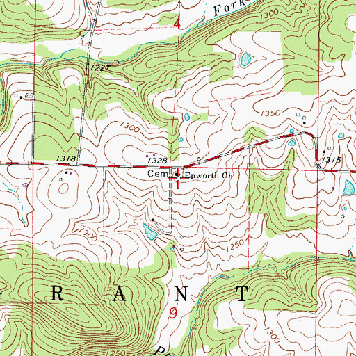 Topographic Map of Epworth Church, MO