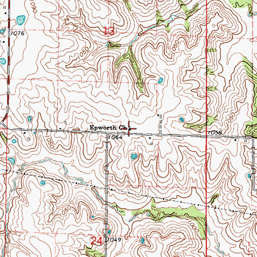 Topographic Map of Epworth Church, MO