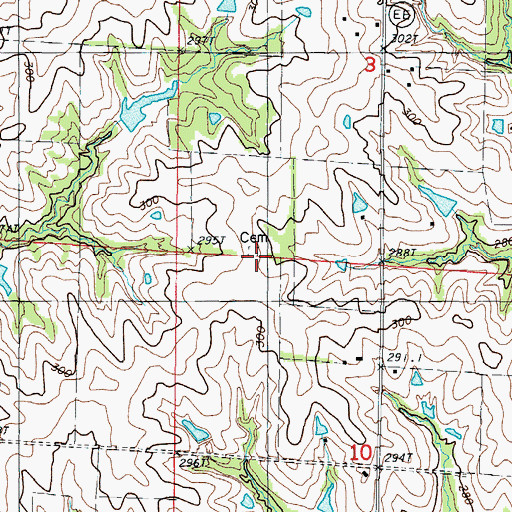 Topographic Map of Ernst Cemetery, MO
