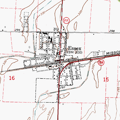 Topographic Map of Essex, MO