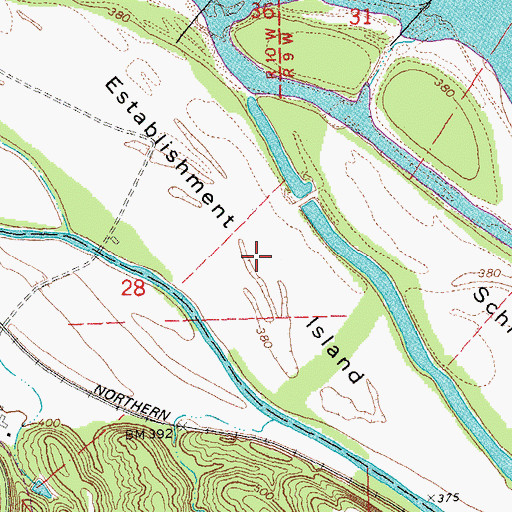 Topographic Map of Establishment Island, MO