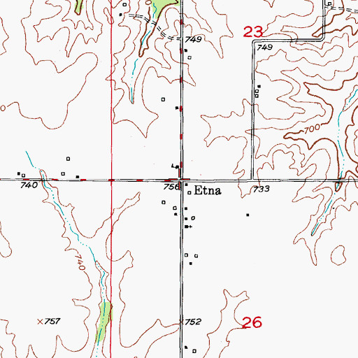 Topographic Map of Etna, MO