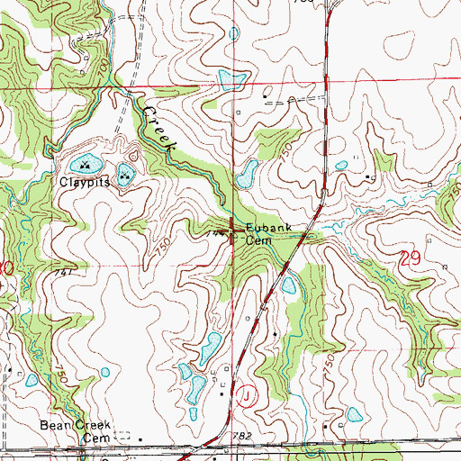 Topographic Map of Eubank Cemetery, MO