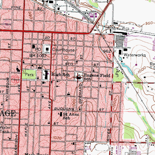 Topographic Map of Eugene Field School (historical), MO
