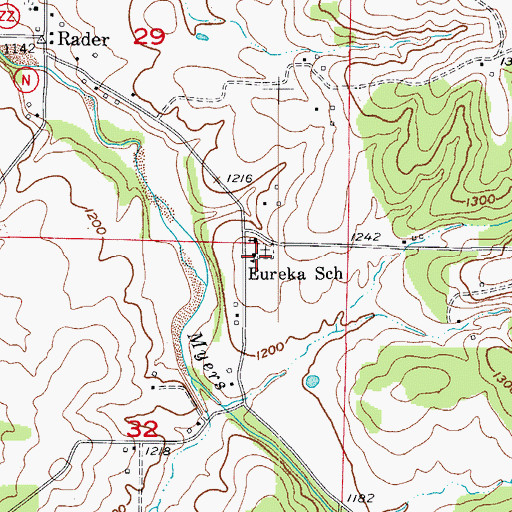 Topographic Map of Eureka School, MO
