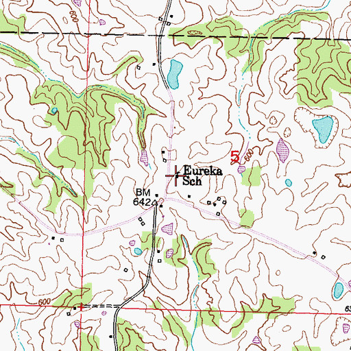 Topographic Map of Eureka School, MO