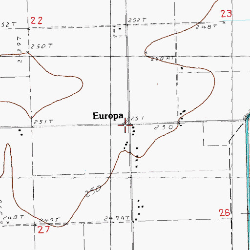 Topographic Map of Europa, MO