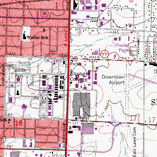 Topographic Map of Evangel University of the Assemblies of God, MO