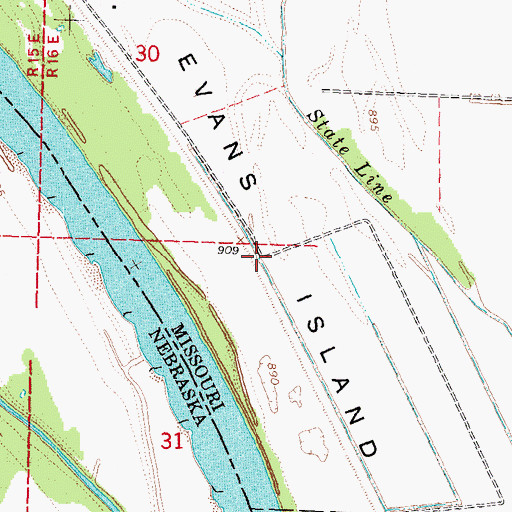 Topographic Map of Evans Island, MO