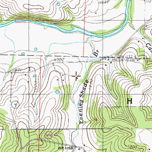 Topographic Map of Evening Shade School, MO
