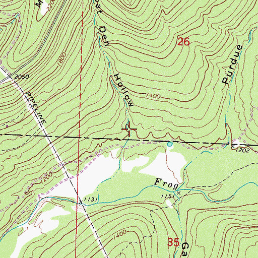 Topographic Map of Goat Den Hollow, AR