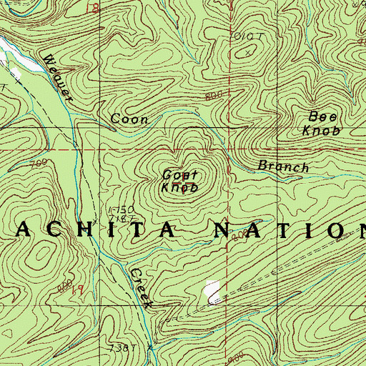 Topographic Map of Goat Knob, AR