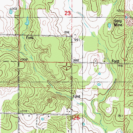 Topographic Map of Evergreen School (historical), MO