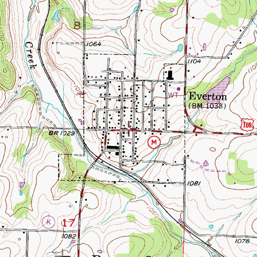 Topographic Map of Everton, MO