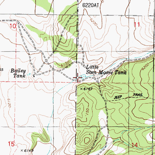 Topographic Map of Little Sam Moore Tank, AZ