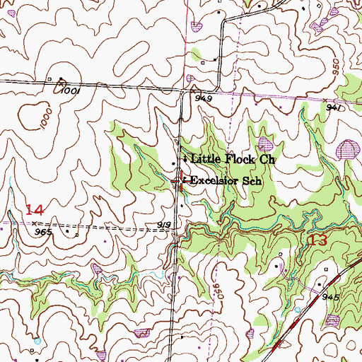 Topographic Map of Excelsior School (historical), MO
