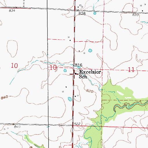 Topographic Map of Excelsior School (historical), MO