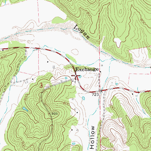 Topographic Map of Exchange, MO