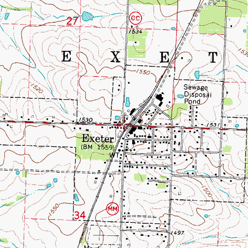 Topographic Map of Exeter, MO