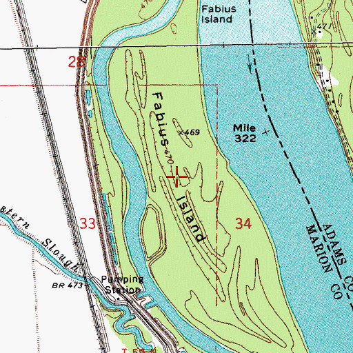 Topographic Map of Fabius Island, MO