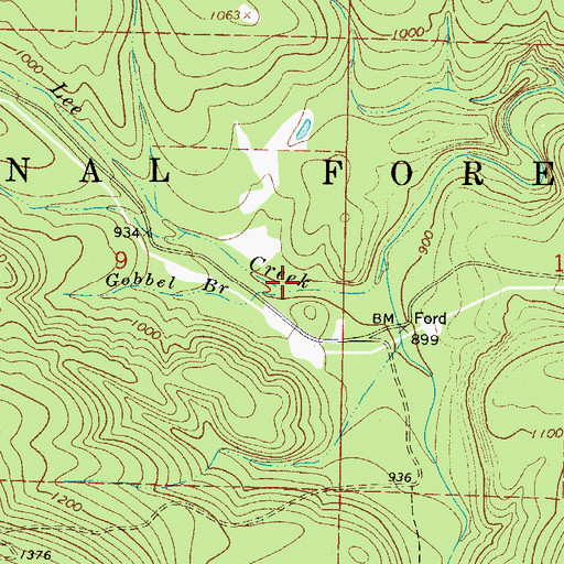 Topographic Map of Gobbel Branch, AR