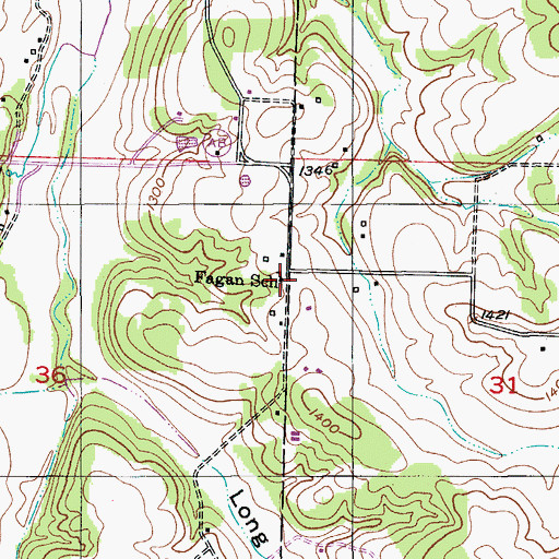 Topographic Map of Fagan School, MO