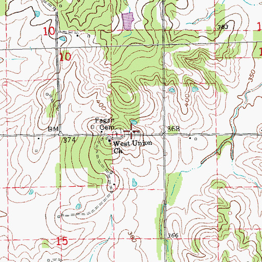 Topographic Map of Fagen Cemetery, MO